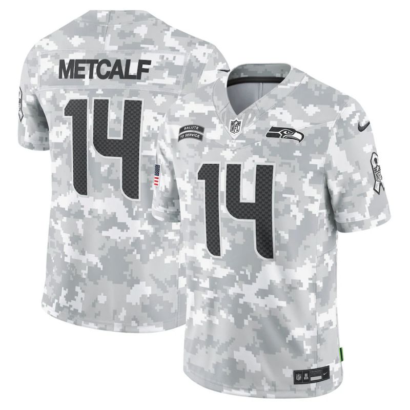 Men Seattle Seahawks #14 Metcalf Nike Arctic Camo 2024 Salute to Service Limited NFL Jersey